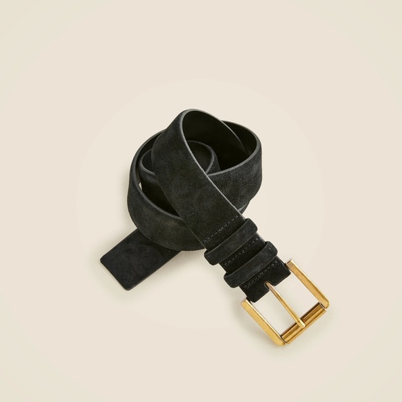 NWT - J.Crew Suede roller-buckle belt - Size: Medium - Color: Black - Picture 1 of 5